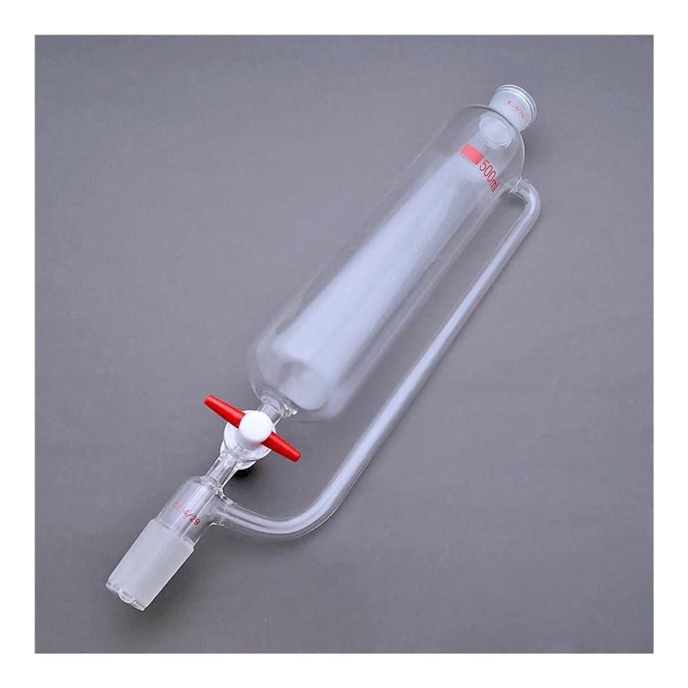 Embudo de vidrio de laboratorio de presión constante de boca estándar de 10 ml a 1000 ml, embudo de separación de goteo cilíndrico.(500ml 24x24)