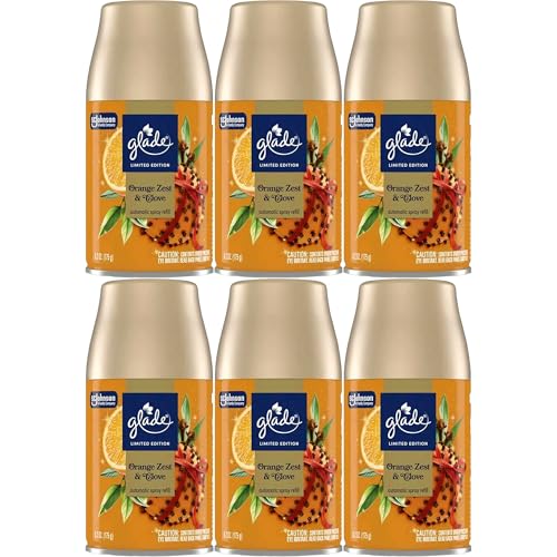 Glade Automatic Spray Refill, 6 Pack, Orange Zest & Clove Scent, Home Fragrance Refill Can, 6.2 oz - image 1