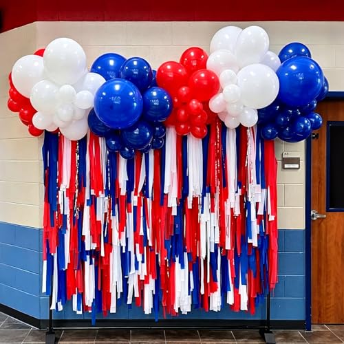 Image of Red White and Blue Balloons,60Pcs Red and Blue Balloons | 12in Latex Balloon for Independence Day Birthday Party Decorations