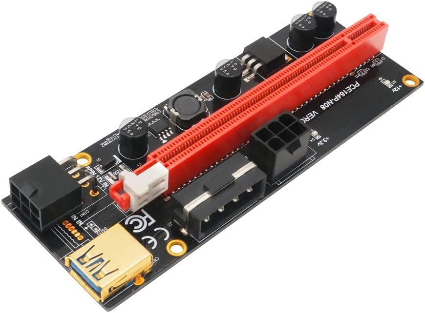 LeHang 2x PCI-E Riser 009 1X 4x 8x 16x Extender PCI-E USB Riser 009S Dual 6Pin Adapter Card for BTC Miner