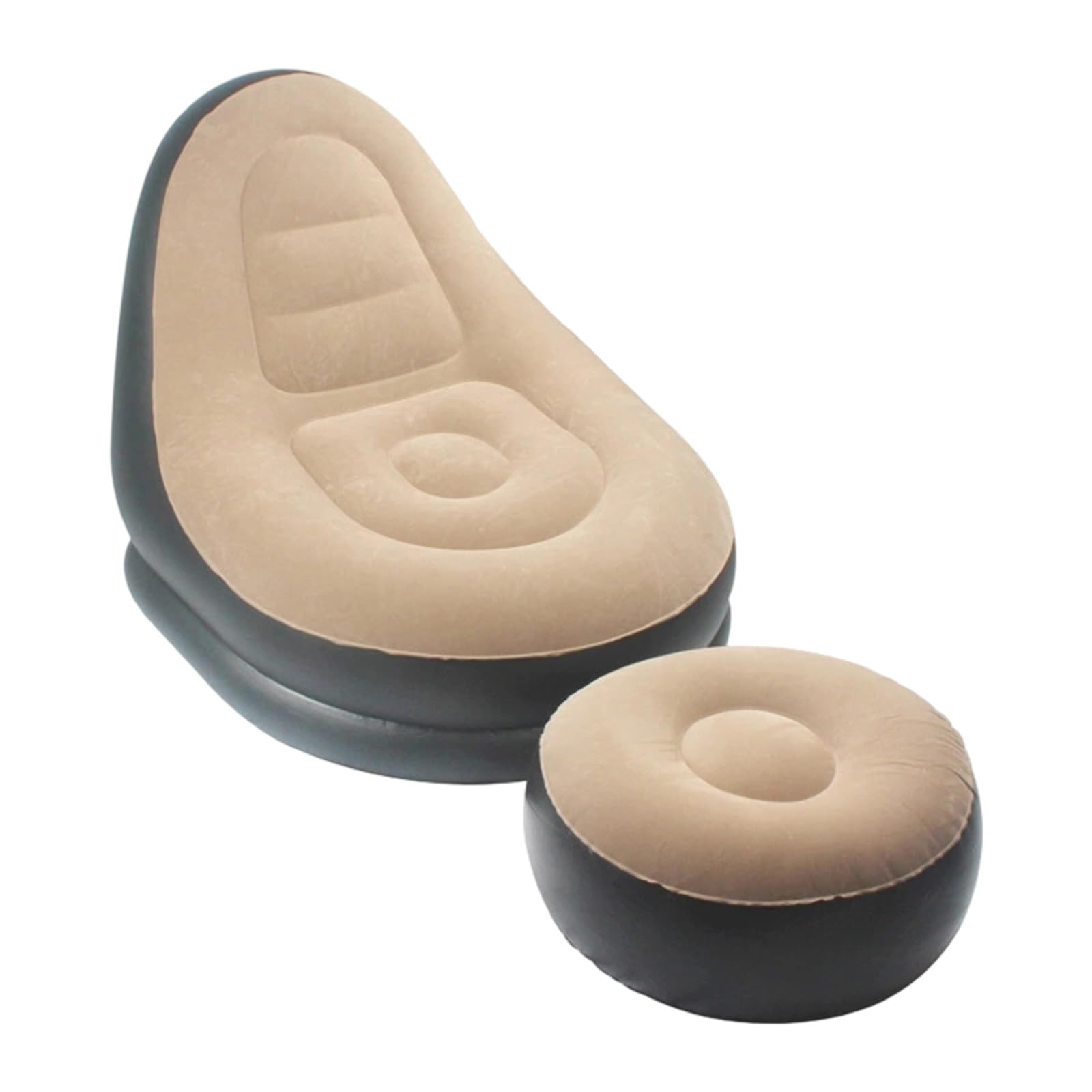 NEWFT Inflatable Chair with Ottoman Pumps Flocking Surfaces Inflatable Couch for Adult Comfortable Blow Up Air Chair Portable Lazy Sofa Couch