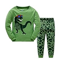 Popshion Boys Pyjamas Dinosaur Kids Pjs for Boy 100% Cotton Toddler Clothes Sets Long Sleeve Nightwear Sleepwear 2 Piece Outfit 5-6 Years