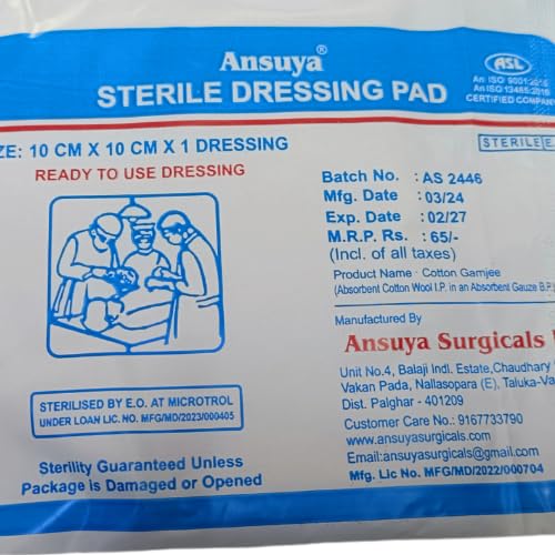 NelcoMed® FIRSTAID STERIPAD 10X10 SIZE WITH COTTON STERILIZATION DONE FOR WOUND DRESSING 50 PCS PACK