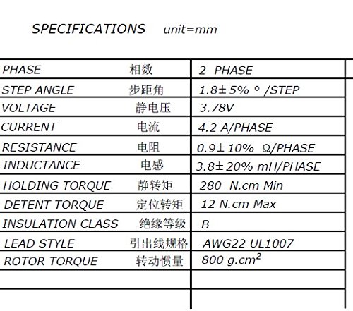 4 Axis Nema 23 Stepper Motor + Stepper Motor Diver 4.2A 24-50VDC Peak +350W Power Supply36VDC/9.7A with 1 Breakout Board and Parallel Cable for Professional 3D Printer