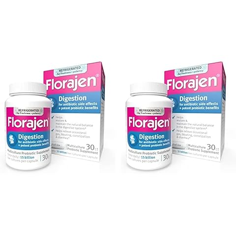 Florajen Digestion Probiotics, Gut Health Supplement with Constipation and Bloating Relief for Adults, 30 Count (Refrigerated) (Pack of 2) Cover