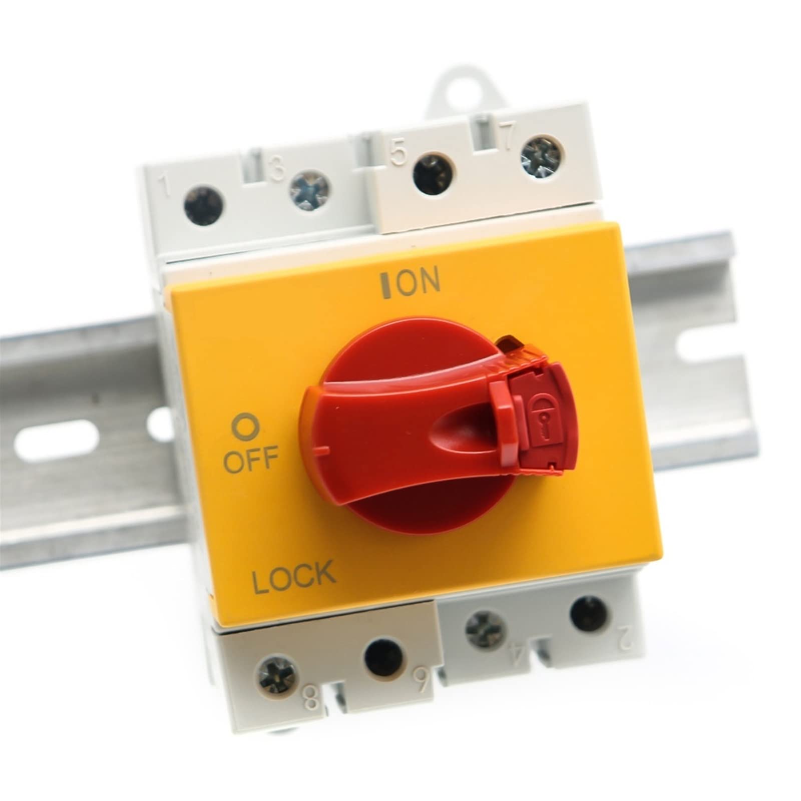 Seccionador de interruptor solar 4 polos, 1000 V CC, 32 A, for riel DIN, con manija giratoria(1000V)
