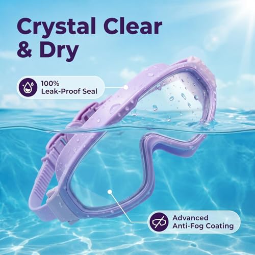 Image of Swim Goggles for Kids 6-12, Wide View Anti-Fog UV Protection No Leaking,Boys Girls Youth Swimming Goggles