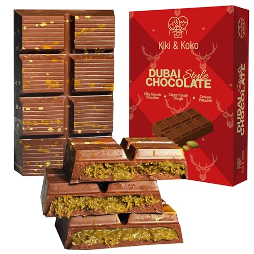 Dubai Chocolate Pistachio Bar 6.5oz - Handmade Kunafa Baklava-Inspired Dessert with European Milk...
