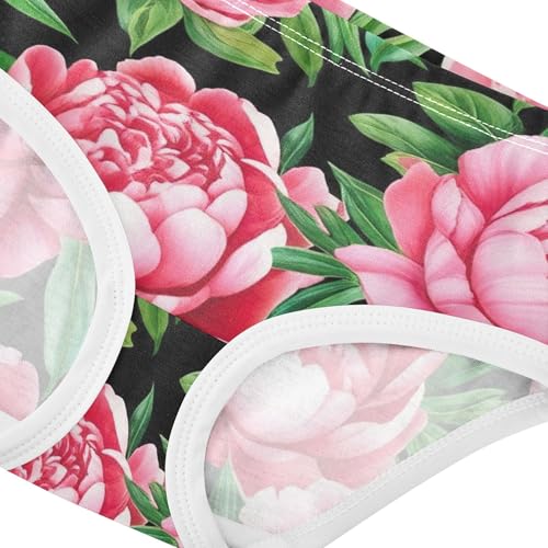 Ornate Flowers Peony Floral Leaves Toddler Underwear Floral 2t Cotton Girl Panties Cute Cartoon Kids Briefs Undies4