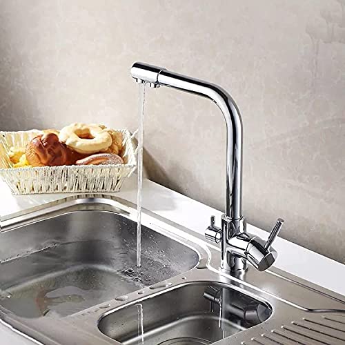 Robinet de cuisine multifonctionnel en inox brossé avec mitigeur eau pure