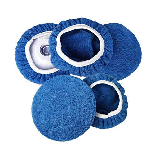ZYTC Car Polishing Waxing Sleeve Polisher Pad Bonnet Microfiber Pad Soft Pack of 5 (Dark Blue, 5