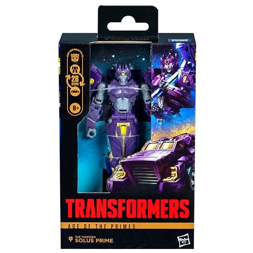 Transformers Age of The Primes Deluxe Class The Thirteen Solus Prime, 5.5-inch Converting Action Figure, Robot Toys for Ages 8+