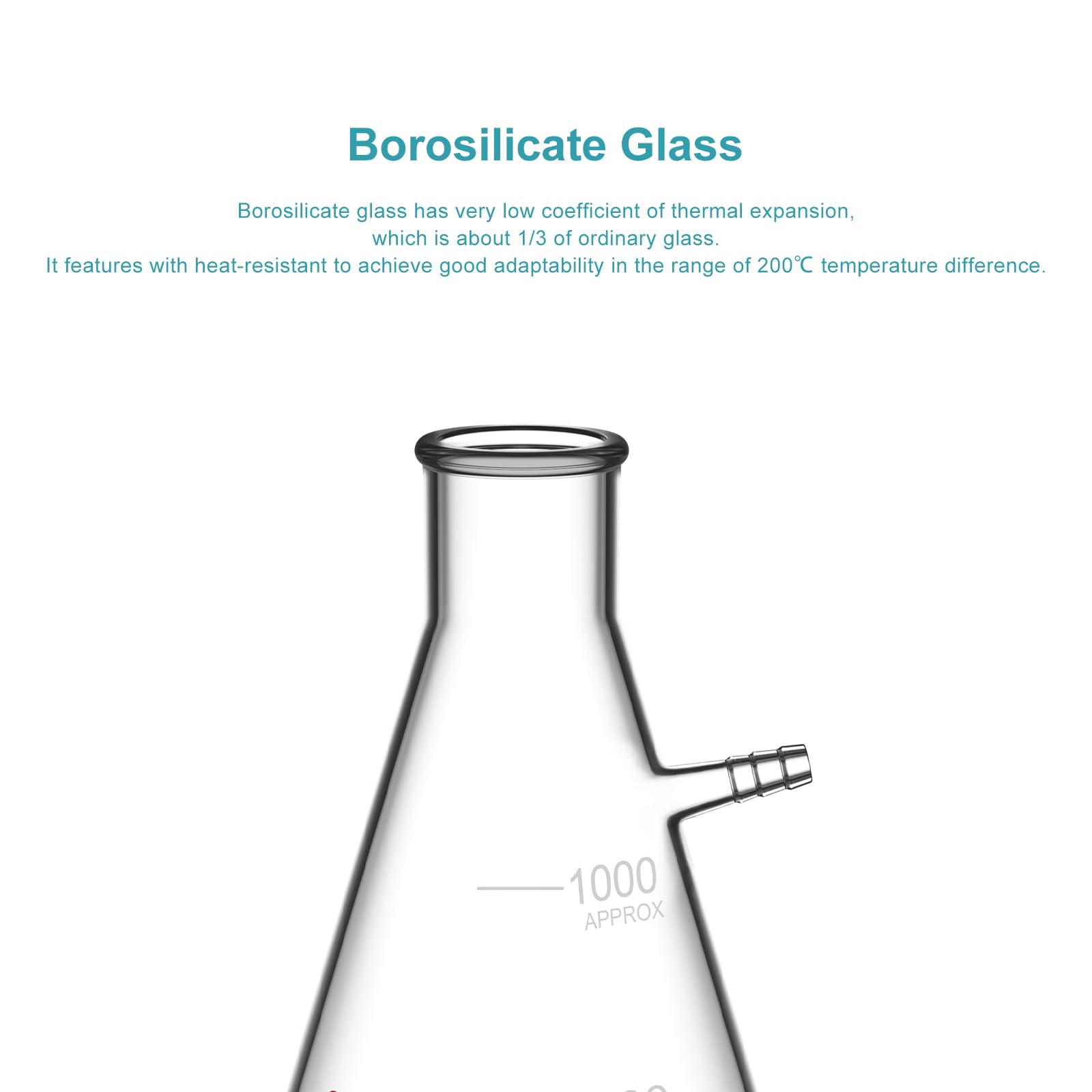 stonylab 1000ml Filterung Fläschchen, Borosilikatglas Glass Filtering Flask, Fläschchen mit Tubulation - 1000ml