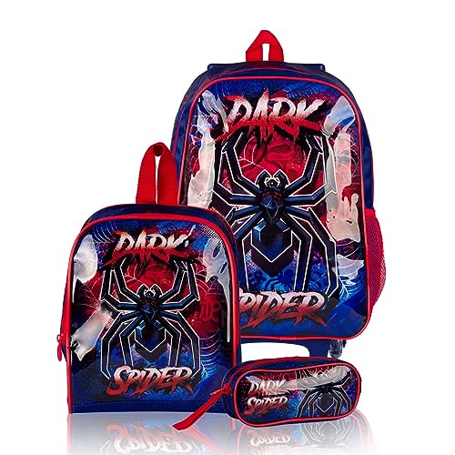 Kit Dark Spider Escolar Mochila lancheira e estojo
