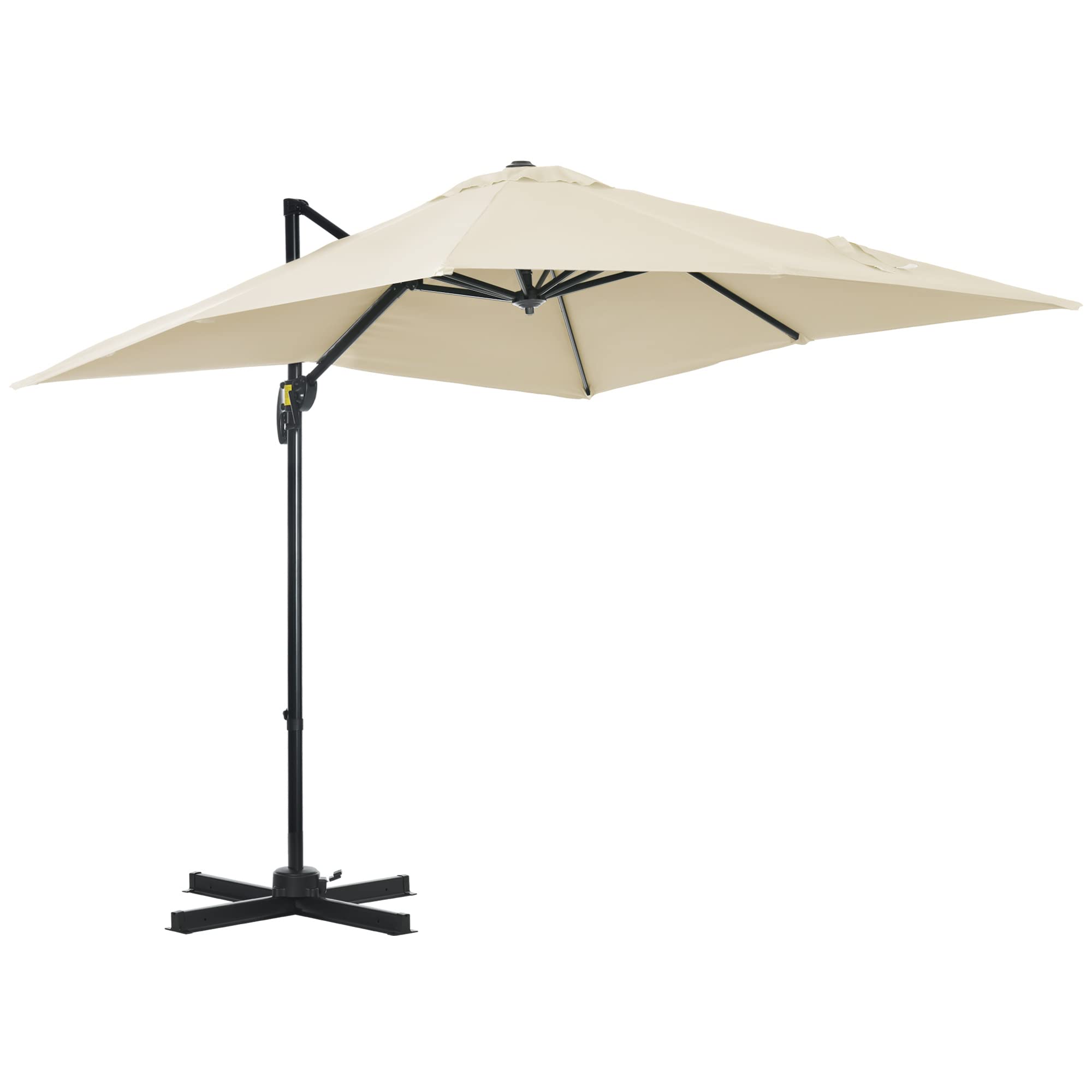 Outsunny Sombrilla de Jardín de Aluminio 245x245x245 cm Parasol Excéntrico con Manivela Giratorio 360° Inclinación de 5 Niveles Tela Desmontable y Ventilación para Patio Terraza