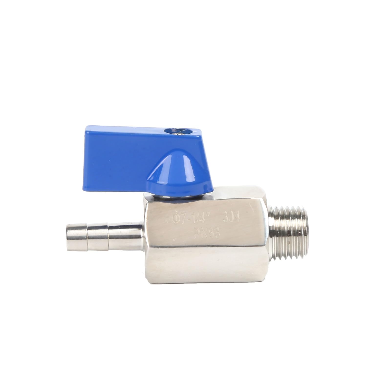 Válvula de bola BSP macho de 1/4 de acero inoxidable 304 con conector de manguera 7 mm