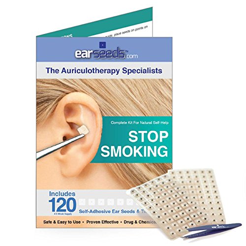 Stop Smoking Ear Seed Kit- 120 Ear Seeds, Stainless Steel Tweezer by EarSeeds.com