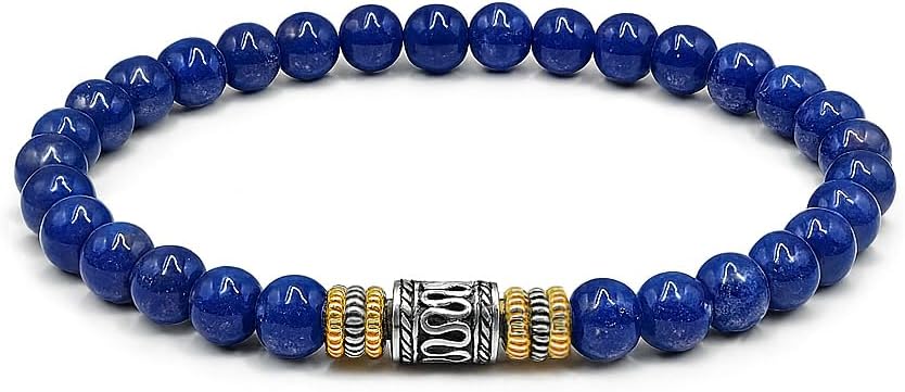 Kartini Studio Lapis Lazuli Bracelet, Lapis Lazuli and Sterling Silver Bracelet, Quality Bead Jewelry for Men