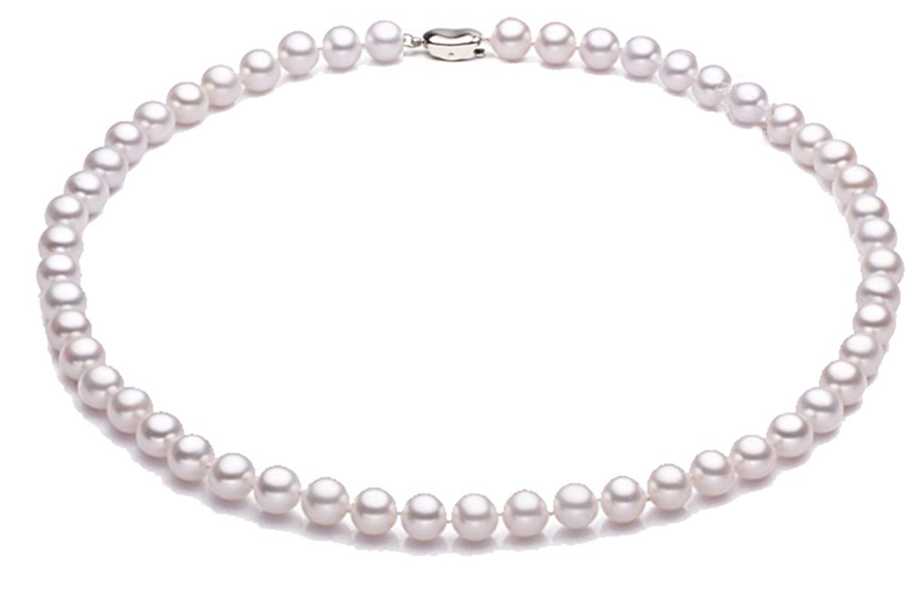 Necklace Classic 7-8mm Round White Cultured Freshwater Pearl Necklace for Women 18"