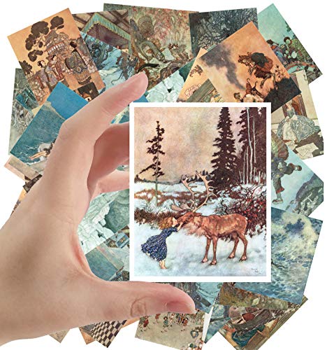 Large Stickers (24 pcs 2.5"x3.5") Snowqueen Vintage Book Art by Edmond Dulac La Reine des Neiges