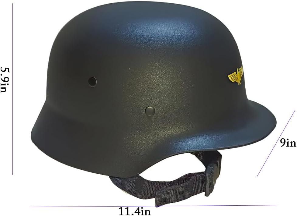 Classic Replica WW2 M35 Plastic German Army Helmet,WWII Helmet M35 Built in Elastic Sponge, M1935 Black (Style 1)