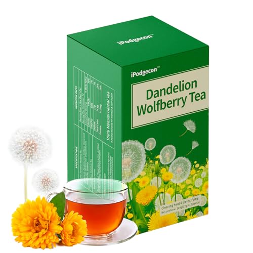 Organic Dandelion Wolfberry Tea Bags | Caffeine-Free Detox Herbal...