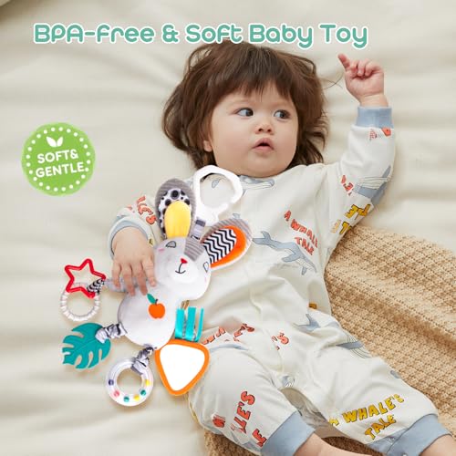 Image of Baby Hanging Toys 0-12 Months - Interactive Stroller & Car Seat Toy with Jingle Sounds, Clinking Rings & Detachable Links | Safe Developmental Toys for Activity Gyms, Infant Baby Crib Mobile