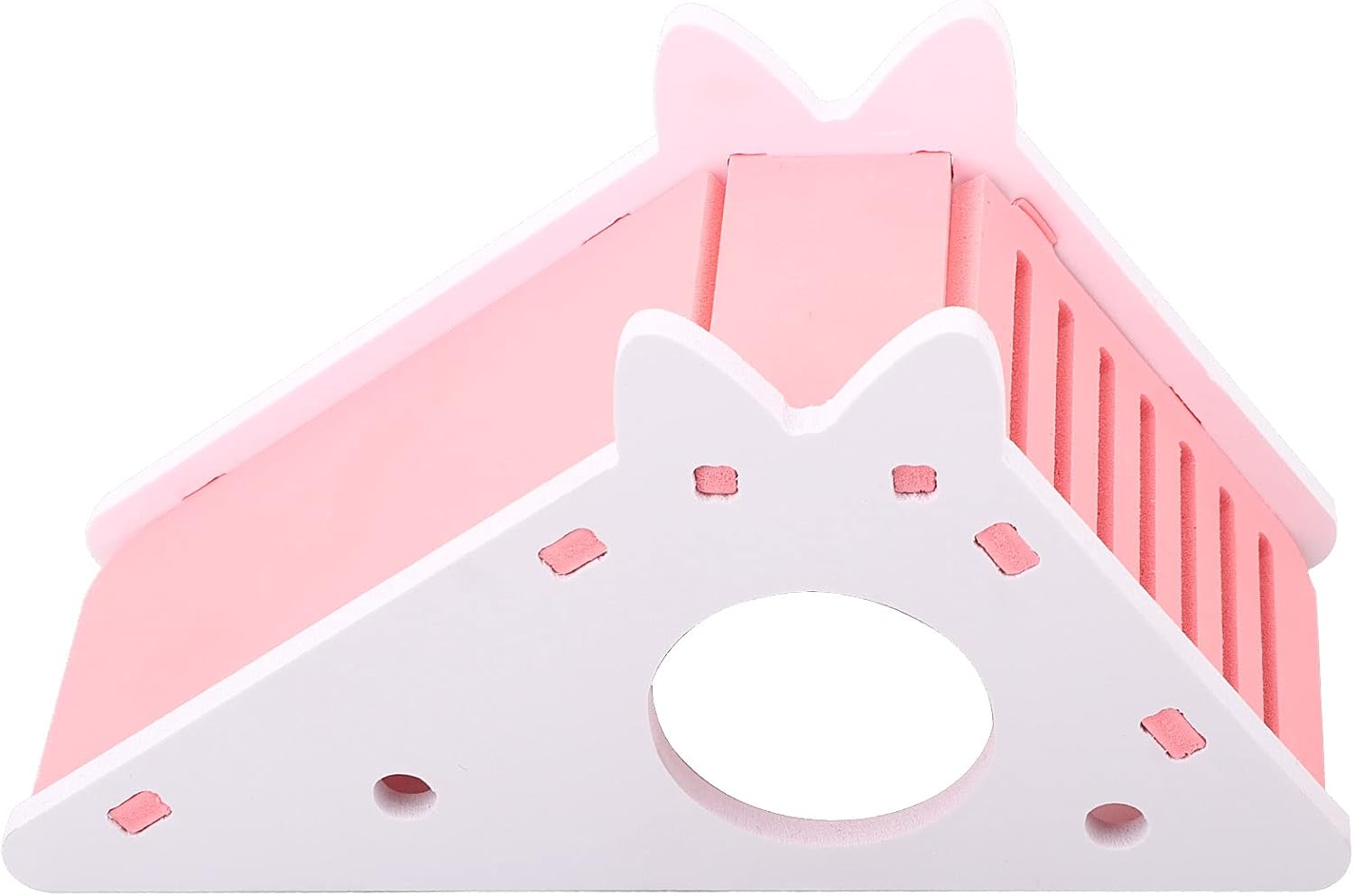 Fydun Pet Hamster House, Play Wood Wooden Rest Assembly Climbing Stairs Dcor Small Animal with for Animals Exercise Playing Toy (Pink)