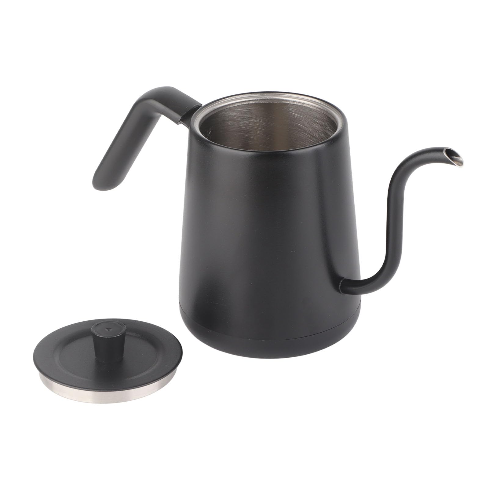 Bollitore elettrico a collo di cigno Bollitore da versare in acciaio inossidabile con controllo automatico della temperatura e isolamento per caffè e tè, ufficio e casa, nero