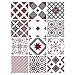 | Carrelage Mural Autocollant | Planche de 12 Stickers Autocollants Adhesifs Carrelage - Carreaux de Ciment - REDDREAM - Dimensions d'un Sticker : 15 x 15 cm - Meubles Cuisine Salle de Bains