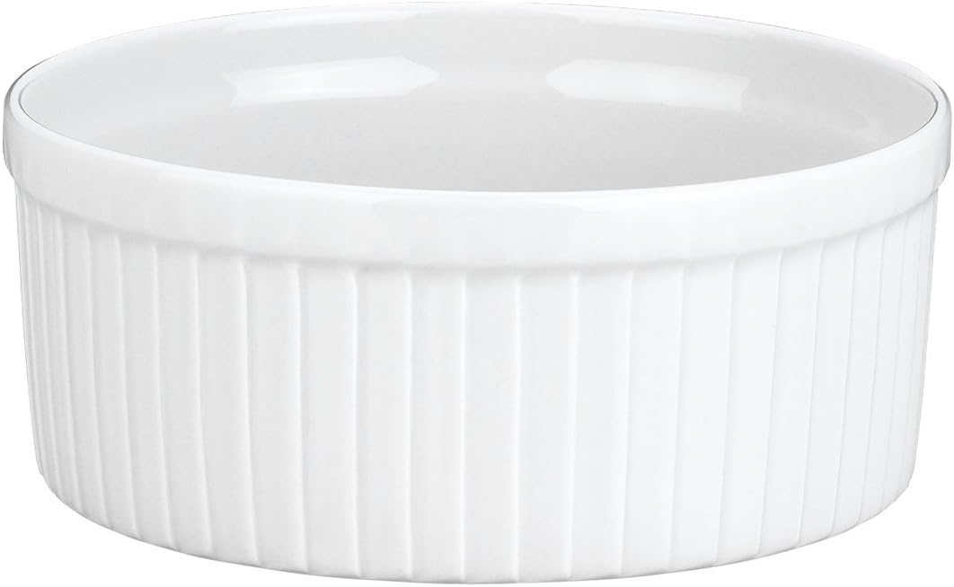 Pillivuyt Porcelain Individual 4-Inch Classic Pleated Souffle Dish, 1-1/4-Cup