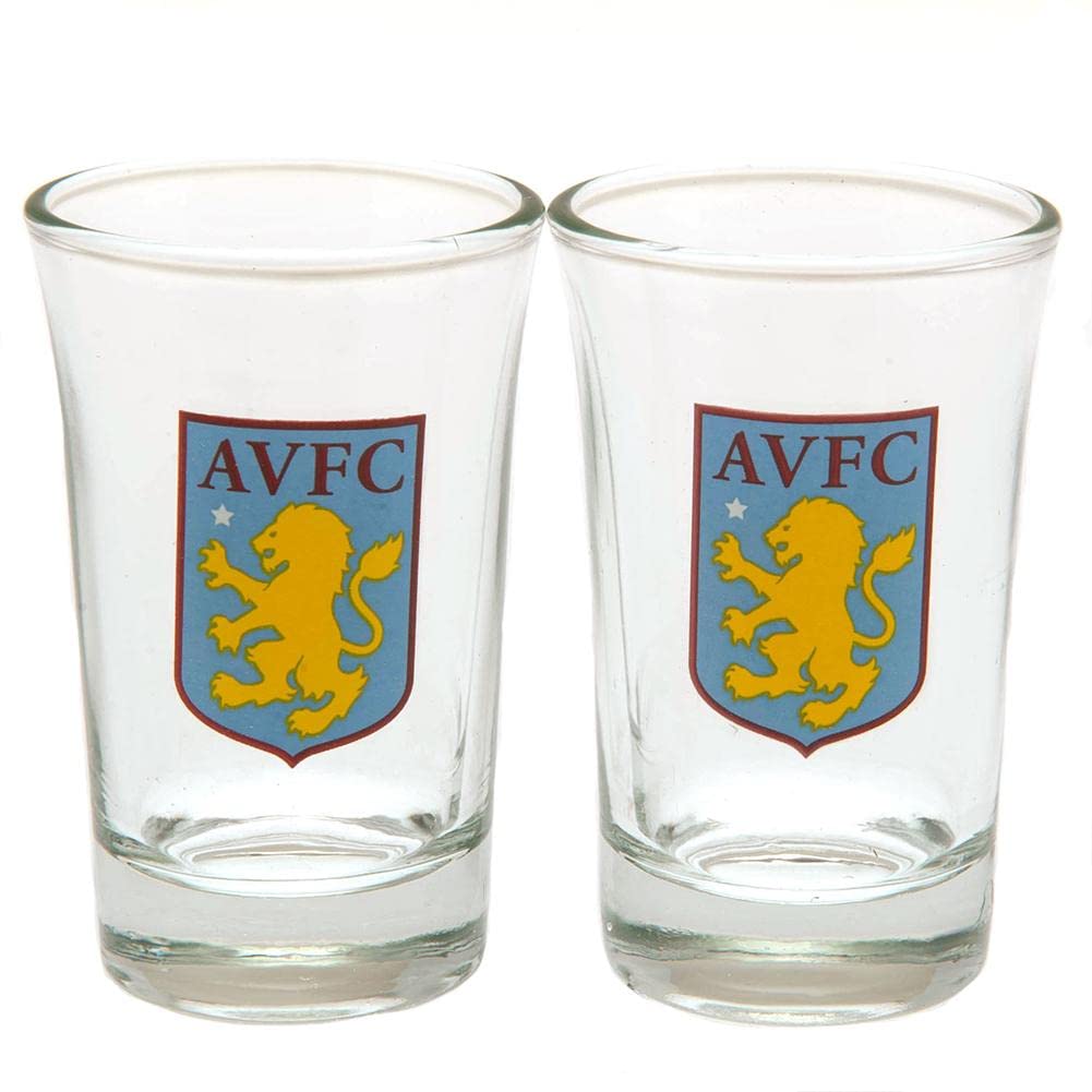 Aston Villa FC Two Pack Shot Glasses, Multicoloured, Single