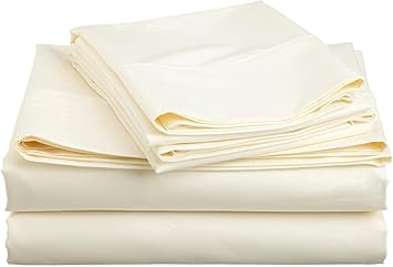 Pure 800 Thread Count PIMA Cotton- Sateen Weave- RV King (72" X 80") Ivory Bed Sheet Set - 4-Piece Single Ply Long-Staple Yarns Fits Mattress Upto 18"- 21"(Inch) Deep Pocket