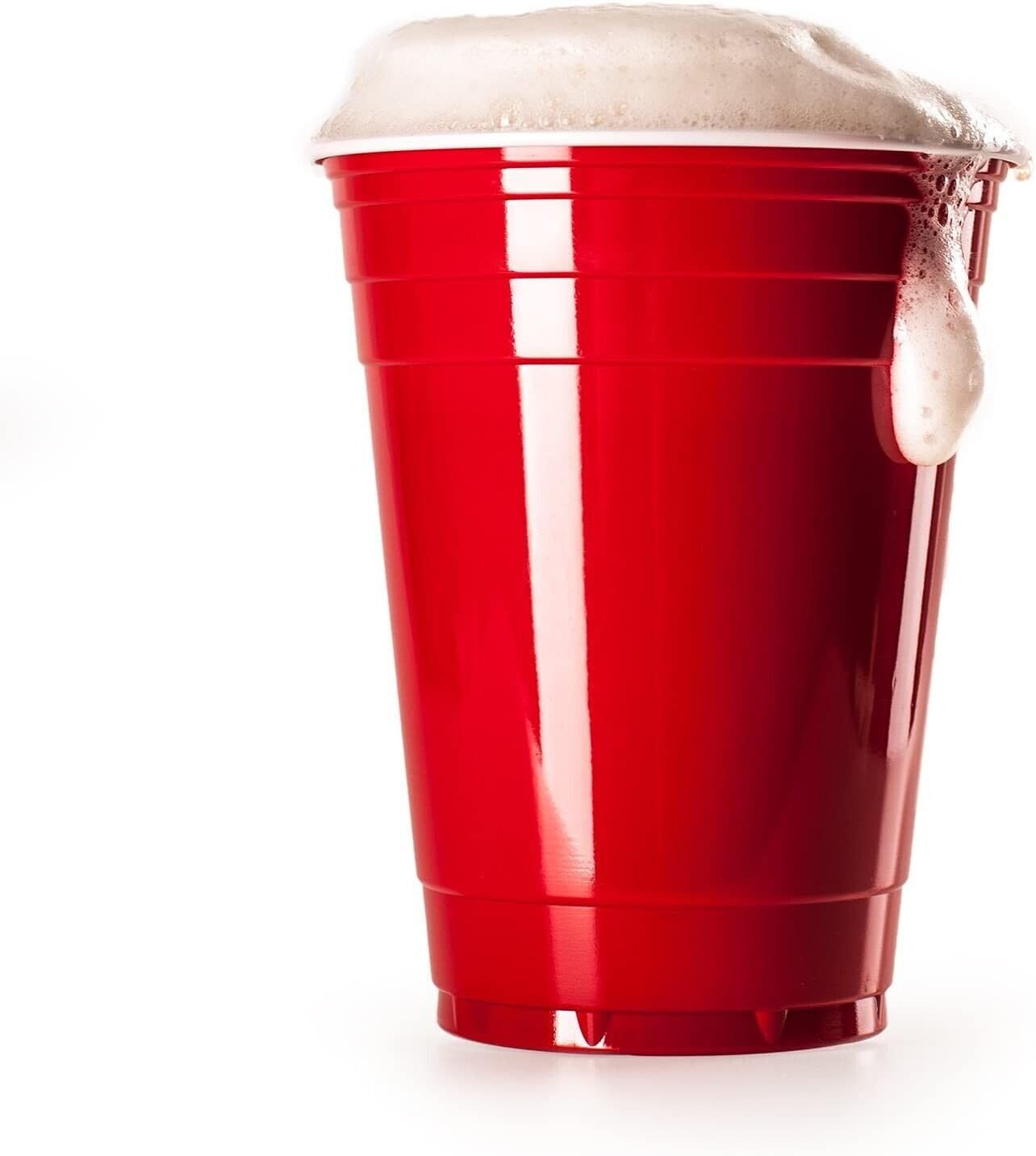 Envy Pack of 100 Red Cups Pint Size (16oz) 473ml, Party Cups, Pong, Plastic Glasses, Reuseable Eco-Friendly Material, Individual Cups Strong & Sturdy, Dishwasher Proof