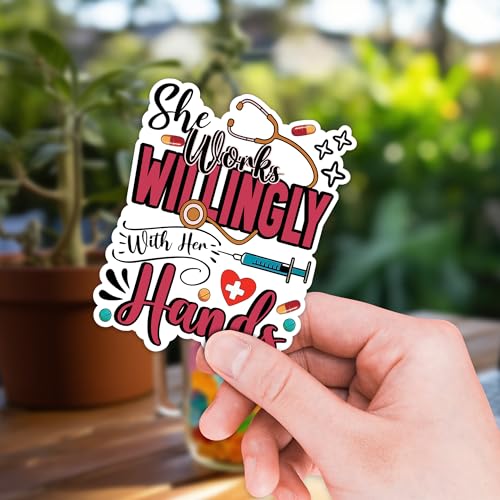 Image of Nurse Sticker 8 Pcs (Large Size) Vinyl Stickers Laptop Waterproof Decal for Car Bumper Water Bottle Notebook Window Nursing Students Birthday Decorations - Size 4 Inches