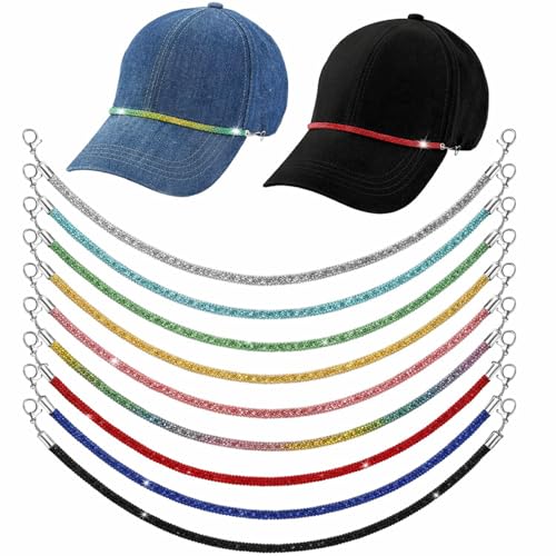 Image of Geyoga 9 Pcs Trucker Hat Chains Trucker Hat Charms Women Man Bill Decoration Detachable DIY Metal Chain for Mesh Baseball Cap(Colorful,Diamond)