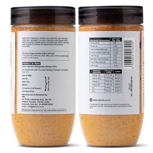 Image of SPIMIX Nimbu Mirch Pudhina Masala, Tangy & Spicy Lemon Mint Seasoning Blend With Premium Himalayan Pink Salt, Sprinkle on Chaat, Salads, Raita & Snacks, US FDA Approved (120 gram)
