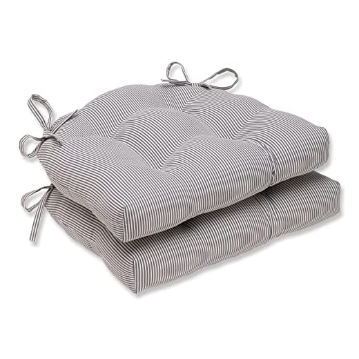 Pillow Perfect Oxford Charcoal Reversible Chair Pad (Set of 2), Grey