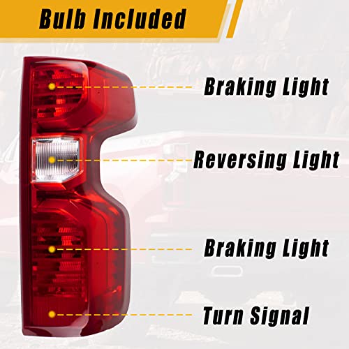 Boine Left Driver Side Tail Light Compatible With 2019-2023 Chevy Silverado 1500 2500Hd 3500Hd Non-Led Model Rear Light Housing - Bulb And Harness Included (Left Driver Side) #TOP2