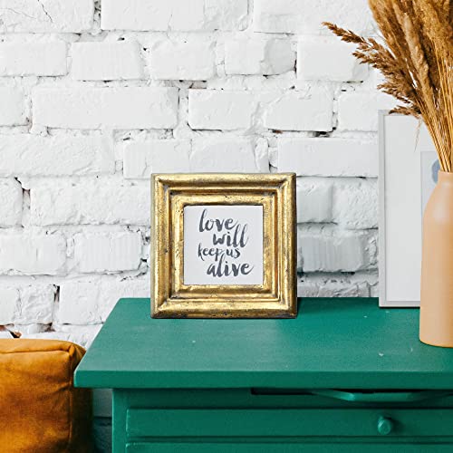 Creative Co-Op Antiqued Gold Square Picture Frame (Holds 3.5" X 3.5" Photo) #TOP1