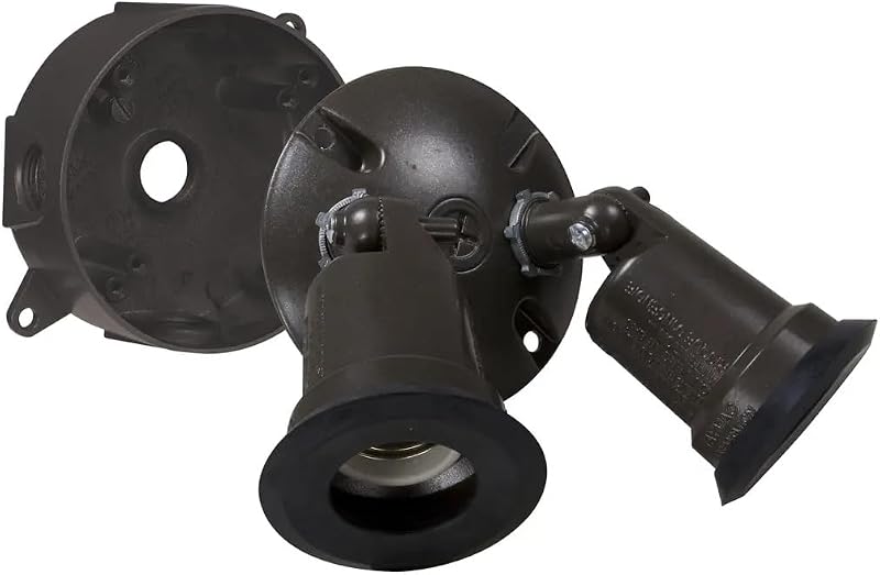 Hubbell LT233Z Bell Traditional Outdoor Flood Light Kit, Bronze | Die-Cast Metal Construction, Powder Coat Finish, UL Listed, NEC Compliant, Includes Round Box, Mounting Hardware Included