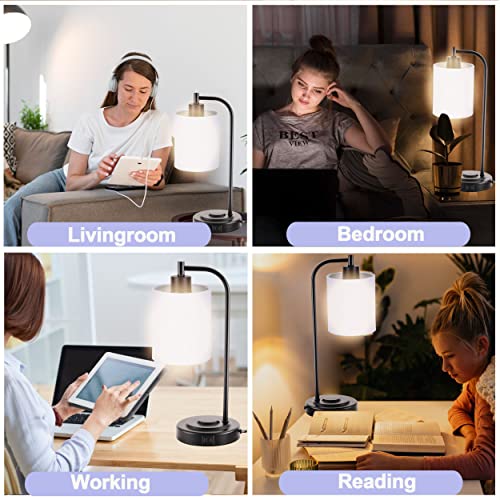 Ksrekj Touch Control Farmhouse Table Lamp With 2 Usb Ports For Living Room Retro Bedside Lamps For Bedroom Rustic Nightstand Lamp Washed White #TOP5