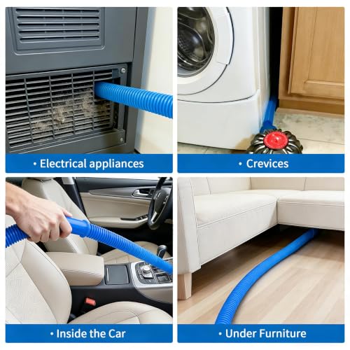 Image of Universal Dryer Vent Cleaner Kit Compatible with All Vacuum Cleaner Include Vacuum Hose Attachment Accessories Brush Lint Brush,Dryer Vent Vacuum Hose (Light Blue)