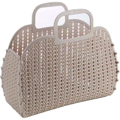 Wyazziv お風呂 カゴ 持ち運び バスケット 手提げ 収納バスケット 多機能 シャワーバスケット 水切り 温泉ポーチ スパバッグ 浴室用 バスバスケット バスルーム収納 小物入れ 折りたたみ 取り外し可能 お風呂バッグ 持ち手付き おしゃれ 化粧品入