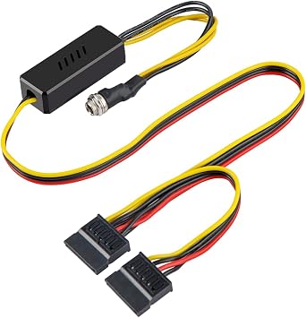 DC 12V Female to 2 SATA 5V Male Power Supply Adapter for HDD, DC 5525 5.5MM x 2.5MM to SATA Connector Power Cable Adapter 27inch