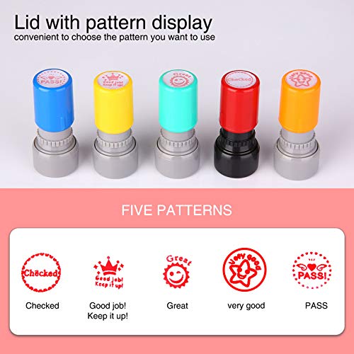 Tekeft Pack Of 5 Sorted Teachers Self-Inking Rubber Stamps Teacher Review Photosensitive Stamps For Education #TOP4