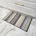 Anti-Bacterial Rubber Back DOORMAT Non-Skid/Slip Rug 18"x31" | Grey Stripes Colorful Interior Entrance Decorative Low Profile Modern Indoor Front Inside Kitchen Thin Floor Runner DOOR MATS for Home