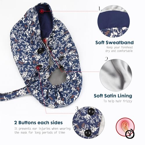 Satin Lined Scrub Caps with Buttons & Sweathand, Surgical Caps for Women by Yuest - Used condition - US$8.99