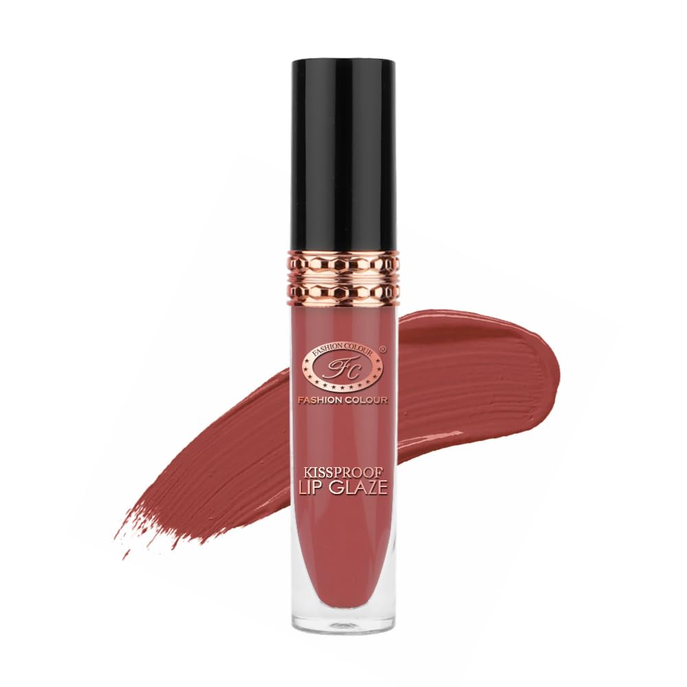 Fashion Colour Kissproof Lip Glaze Lipstick | Up to 12 Hours Stay | Velvet Texture | Non-Transfer Waterproof | Highly Pigmented | for Women | 7g (Little Tamed)-image-34