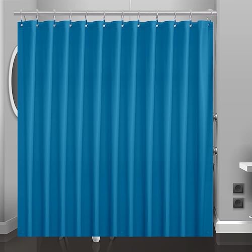 Cortina o forro de ducha de plástico azul, 72 x 72 pulgadas, ligero de plástico azul para baño, ducha, sala de exposiciones, cortina interior con